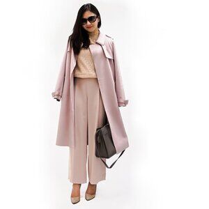 Zara Women's Lavender Pastel Faux Suede Trench Coat Size Small $89